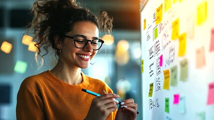 A dynamic businesswoman pitches innovative concepts to an eager startup team.