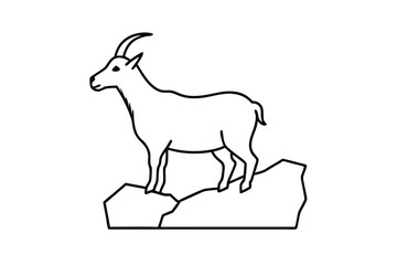 Line Art Goat Mountain Animal Outline Drawing Illustration Graphic