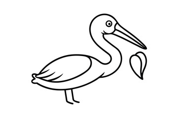 Line Art Pelican Bird Drawing Simple, Cute, Wildlife Illustration