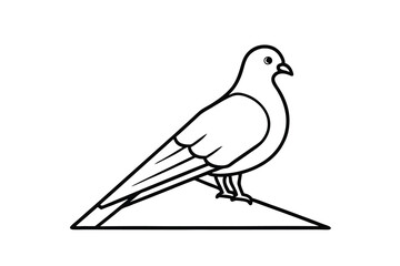 Simple Line Drawing of a Pigeon Perched on a Roof