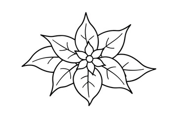 Christmas Poinsettia Flower Outline, Simple Line Art, Floral Design