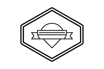 Hexagon Location Badge Map Pin Pointer Ribbon Award Emblem