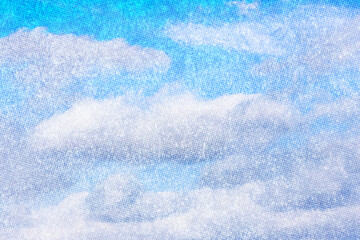 sky pattern on old paper texture with halftone vintage clouds