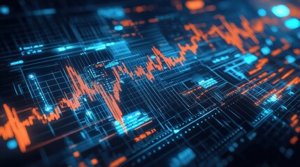 Obraz premium Futuristic Data Visualization with Vibrant Orange and Blue Colors