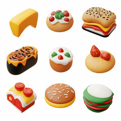 Colorful 3D Food Icon Pack for UI and Apps