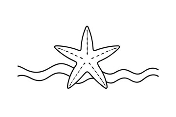 Ocean Starfish Summer Beach Waves Sea Life Illustration Design