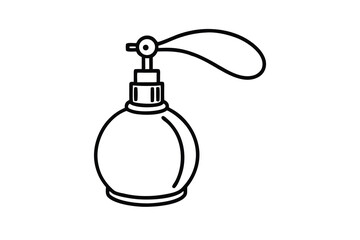 Vintage Perfume Atomizer Bottle, Elegant Design, Black Outline