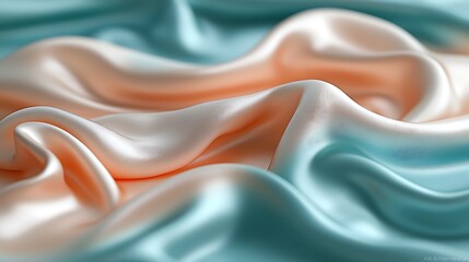 Fototapeta premium A smooth, silky surface in shades of coral and teal, with a gradient transition and a polished finish,