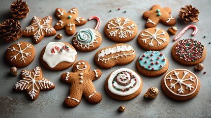 Festive gingerbread cookies decorated