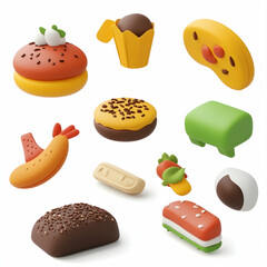 Fototapeta premium Isometric 3D Food Icons – Modern and Eye-Catching