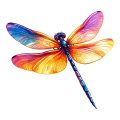 Vivid Dragonfly with Rainbow Wings A Detailed Illustration of an Insect.