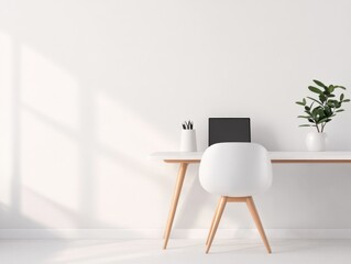 Modern white office desk interior