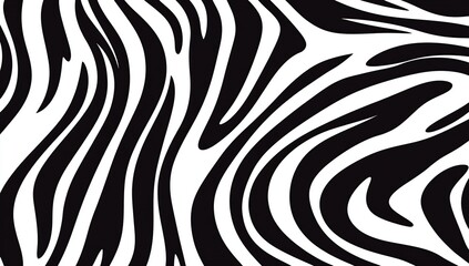 Obraz premium Abstract Zebra Stripes: Swirling Black and White Pattern Design for Textures and Backgrounds, Ideal for Digital Art Projects.