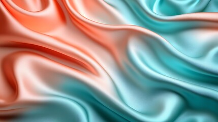 Obraz premium A smooth, silky surface in shades of coral and teal, with a gradient transition and a polished finish,