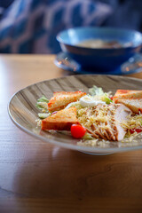 Delicious and fresh salad with dressing