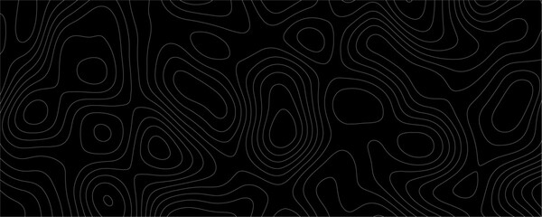 Black Topology and Topography Vector Layered Paper Cutout Abstract Background. Smooth Wavy curve lines banner design vector map seamless pattern. Thin curved wavy lines topology on a black background.