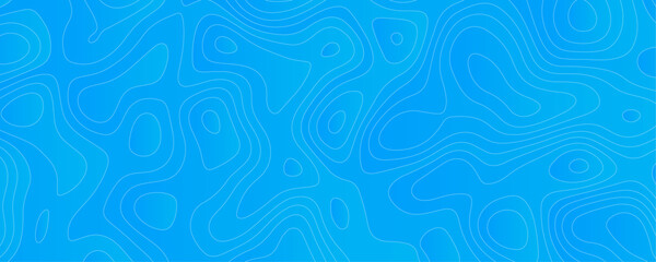 Abstract Sky blue topology and topography vector design background. Smooth wavy lines topographic contour lines vector map seamless pattern. Thin curved wavy lines topology on a blue color background.