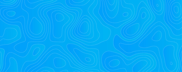 Abstract Sky blue topology and topography vector design background. Smooth wavy lines topographic contour lines vector map seamless pattern. Thin curved wavy lines topology on a blue color background.