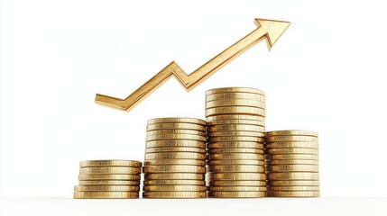 Gold Coins Stacked with Graph Arrow Signifying Financial Growth