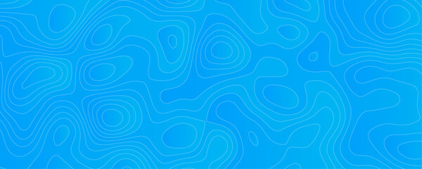 Abstract Sky blue topology and topography vector design background. Smooth wavy lines topographic contour lines vector map seamless pattern. Thin curved wavy lines topology on a blue color background.