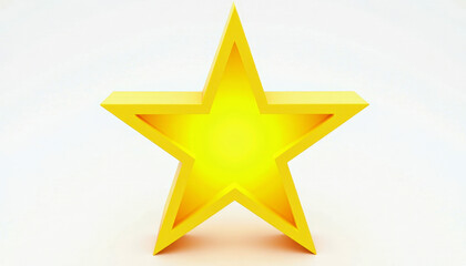 Obraz premium Bright Yellow 3D Star Icon on White Background