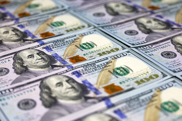 US dollar banknotes, paper currency for background. Concept of american and global economy, exchange rate