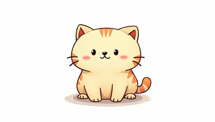 Fototapeta premium Cute cartoon cat sitting with an adorable face and striped tail design