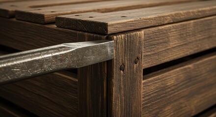 Building Wooden Crate with Metal Bar for Home Decor Crafts