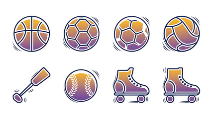 Colorful sport icons vibrant gradient style dynamic action