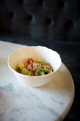 Delicious and fresh salad with dressing
