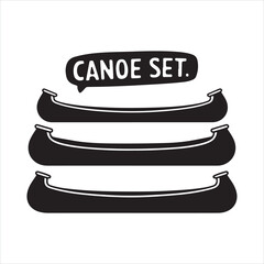 Canoe set black silhouette
