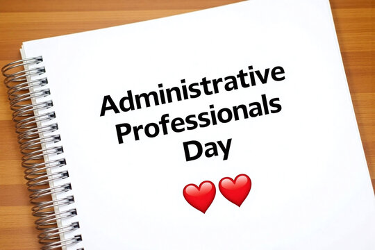 notebook with the words Administrative Professionals Day written on it