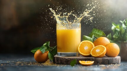 Fototapeta premium Freshly Squeezed Orange Juice Splash (2)