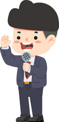 man standing and holding a microphone cartoon