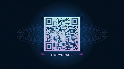 Obraz premium Digital QR code graphic futuristic design technology concept copy space