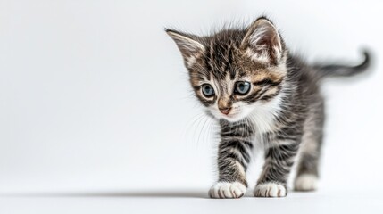 Obraz premium Adorable Tabby Kitten Exploring Its Environment with Curiosity