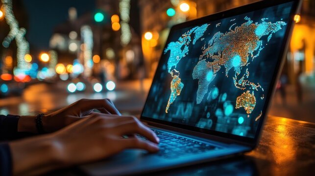 Global data analysis on a laptop at night