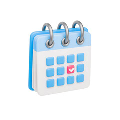 3D calendar Icon. Flip-page calendar with ring binding in realistic style. Daily business scheduler. Time management, work planning concept. Vector illustration of events planner isolated on white