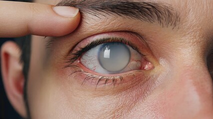 Man with cataract in his eye