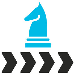 Strategy Glyph Blue Grey Icon