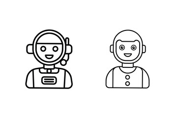 Friendly Robot Icons AI, Customer Support, Automation, Digital Assistance