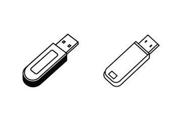 Two Isometric USB Flash Drives Data Storage Devices