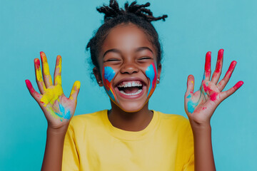 girl with painted hands