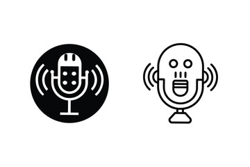 Voice Assistant Icons Microphone, Speech, AI, Robot, Technology