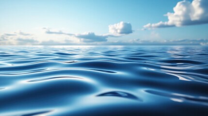 Obraz premium serene vista of tranquil ocean waters meeting a soft blue sky with gentle white clouds creating a peaceful natural atmospheric backdrop