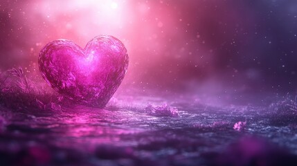Obraz premium Glowing Crystal Heart in Mystical Landscape