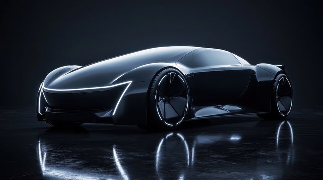 Sleek black futuristic concept car