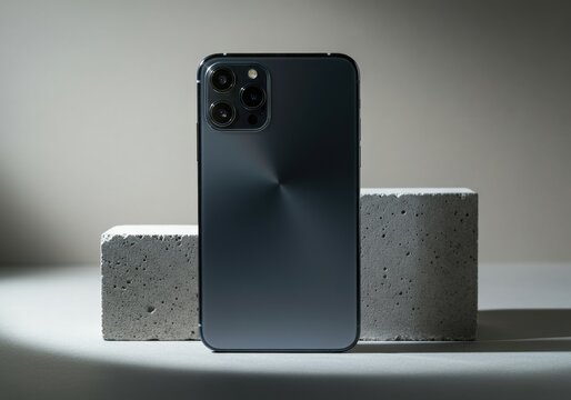 Modern smartphone mockup displayed on a textured concrete surface