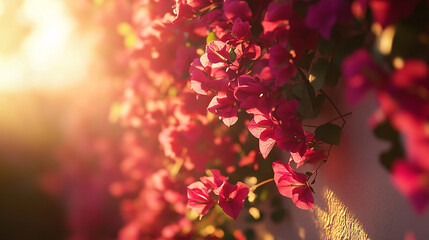 Pink flowers blooming in a sunlit garden during spring