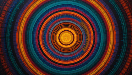 Vibrant Concentric Circular Pattern with Intricate Multicolor Textures